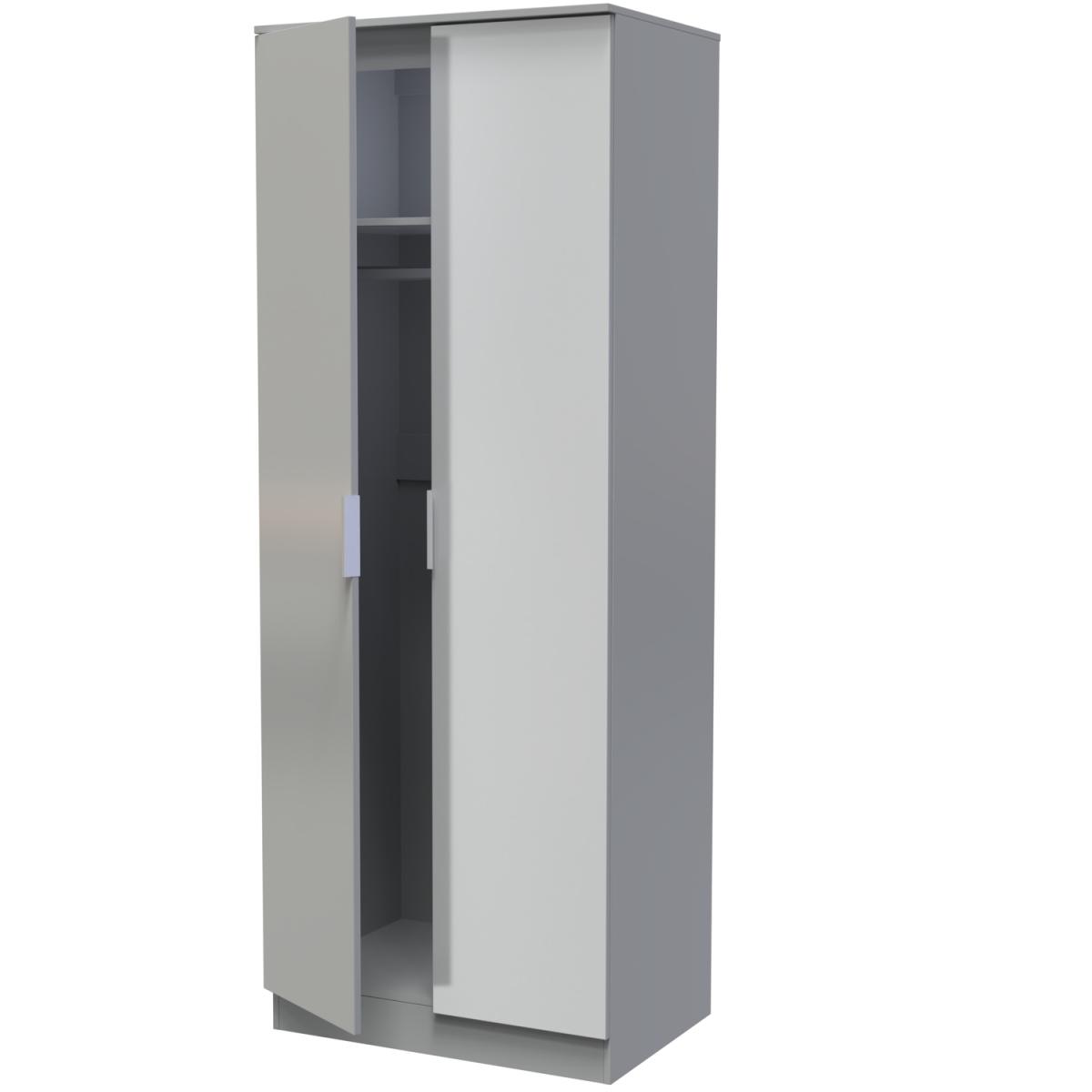 Plymouth Ready Assembled Tall Plain Wardrobe - Uniform Gloss & Dusk Grey – image 5