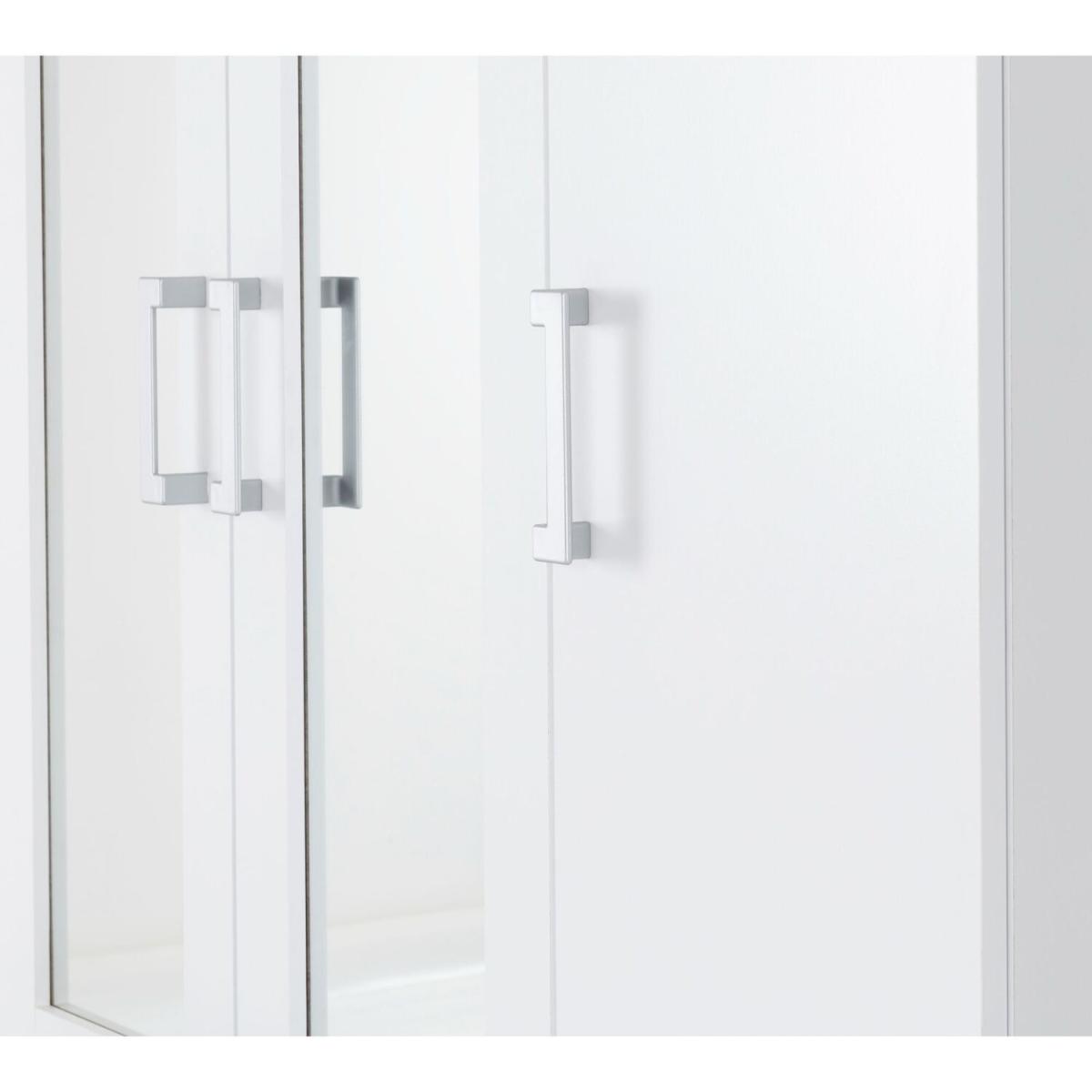 Charles 3 Door 2 Drawer Mirrored Wardrobe White - White – image 5