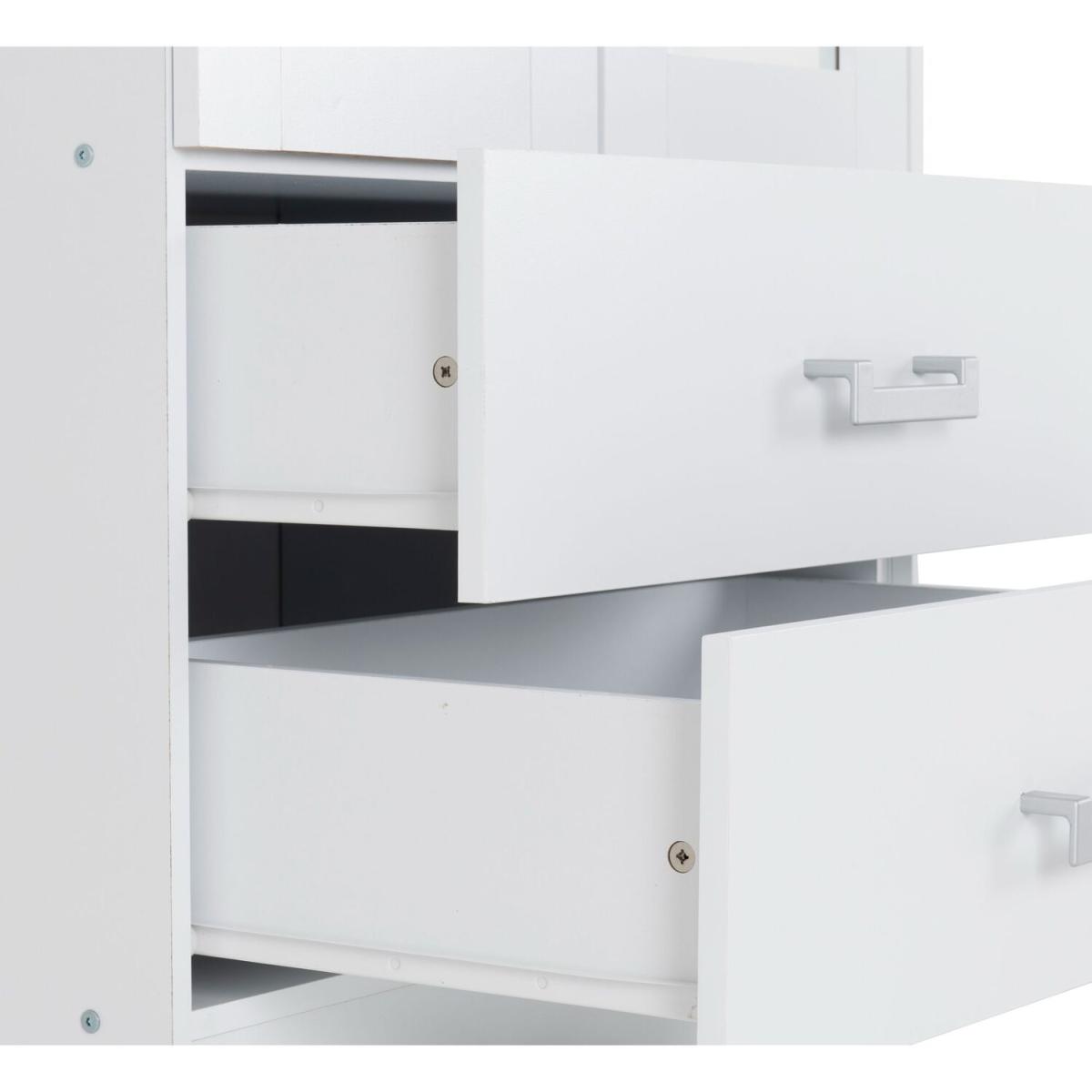 Charles 3 Door 2 Drawer Mirrored Wardrobe White - White – image 6