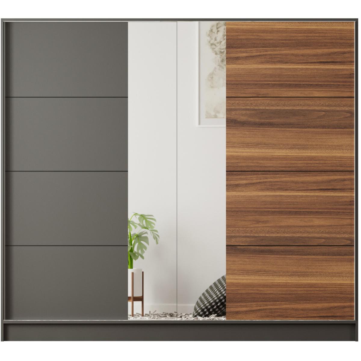 MILANO XL Mirrored Sliding Door Wardrobe - Black – image 2