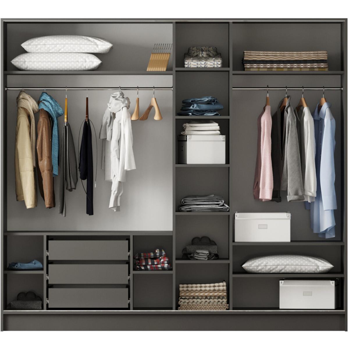 MILANO XL Mirrored Sliding Door Wardrobe - Black – image 3