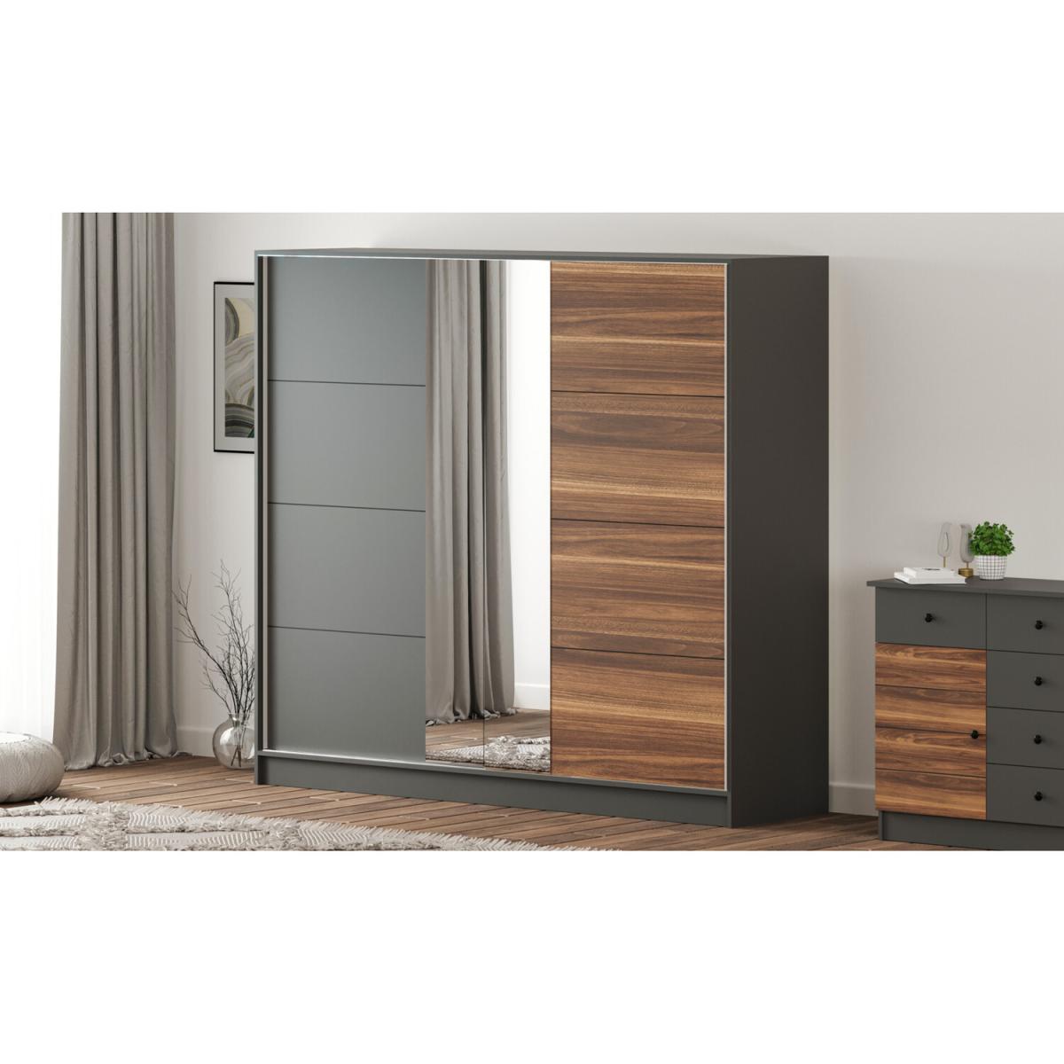 MILANO XL Mirrored Sliding Door Wardrobe - Black – image 4