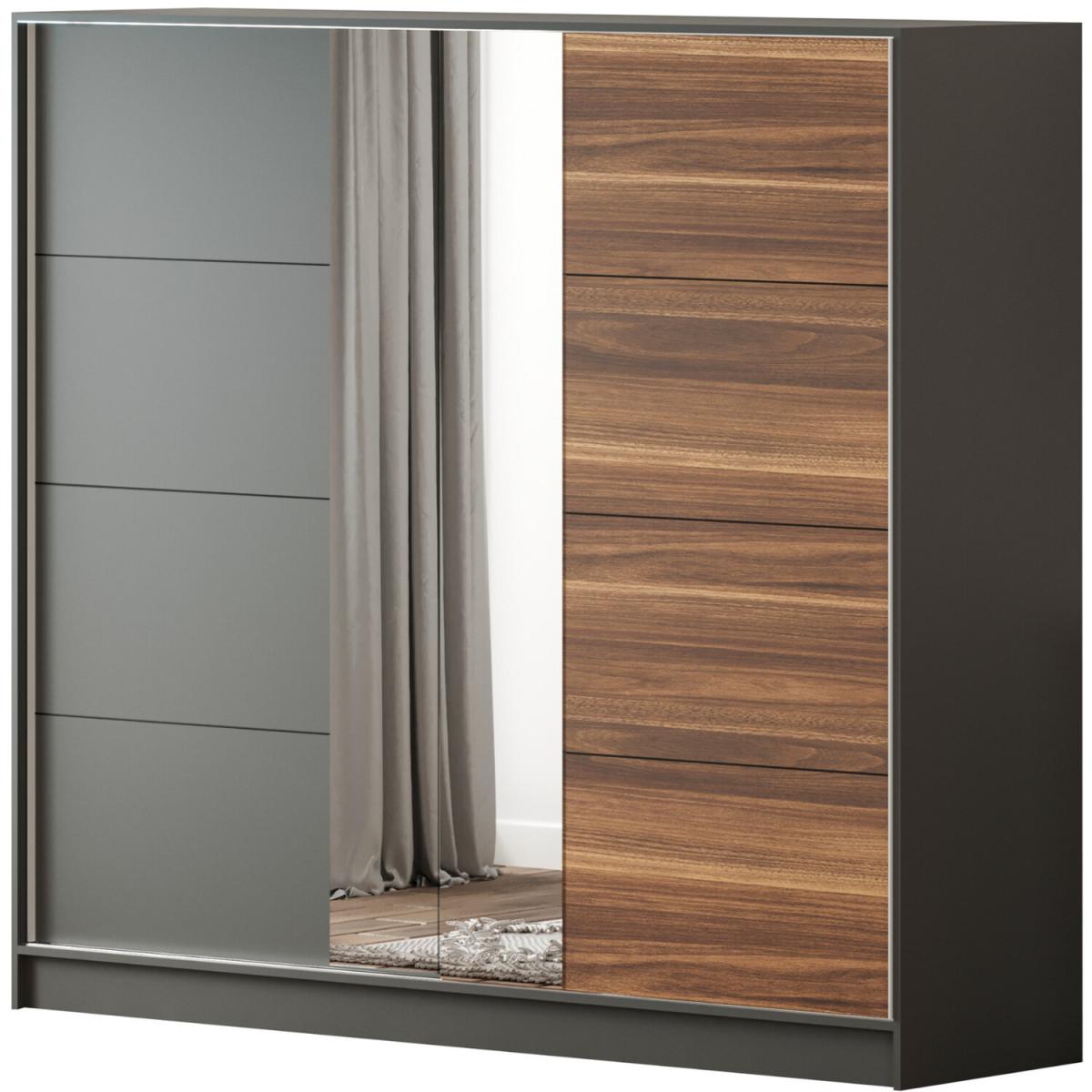 MILANO XL Mirrored Sliding Door Wardrobe - Black – image 5