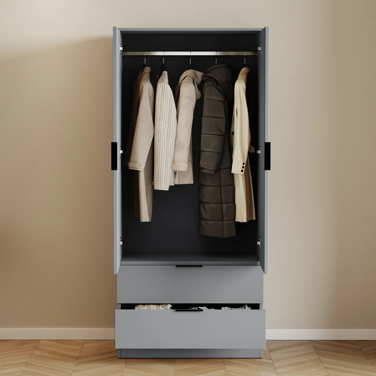 Trega 2 Door 2 Drawer Wardrobe - Black – image 15