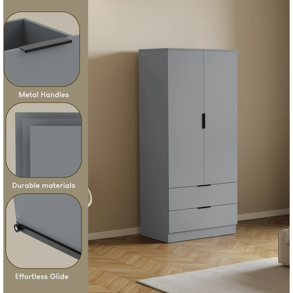 Trega 2 Door 2 Drawer Wardrobe - Black – image 16