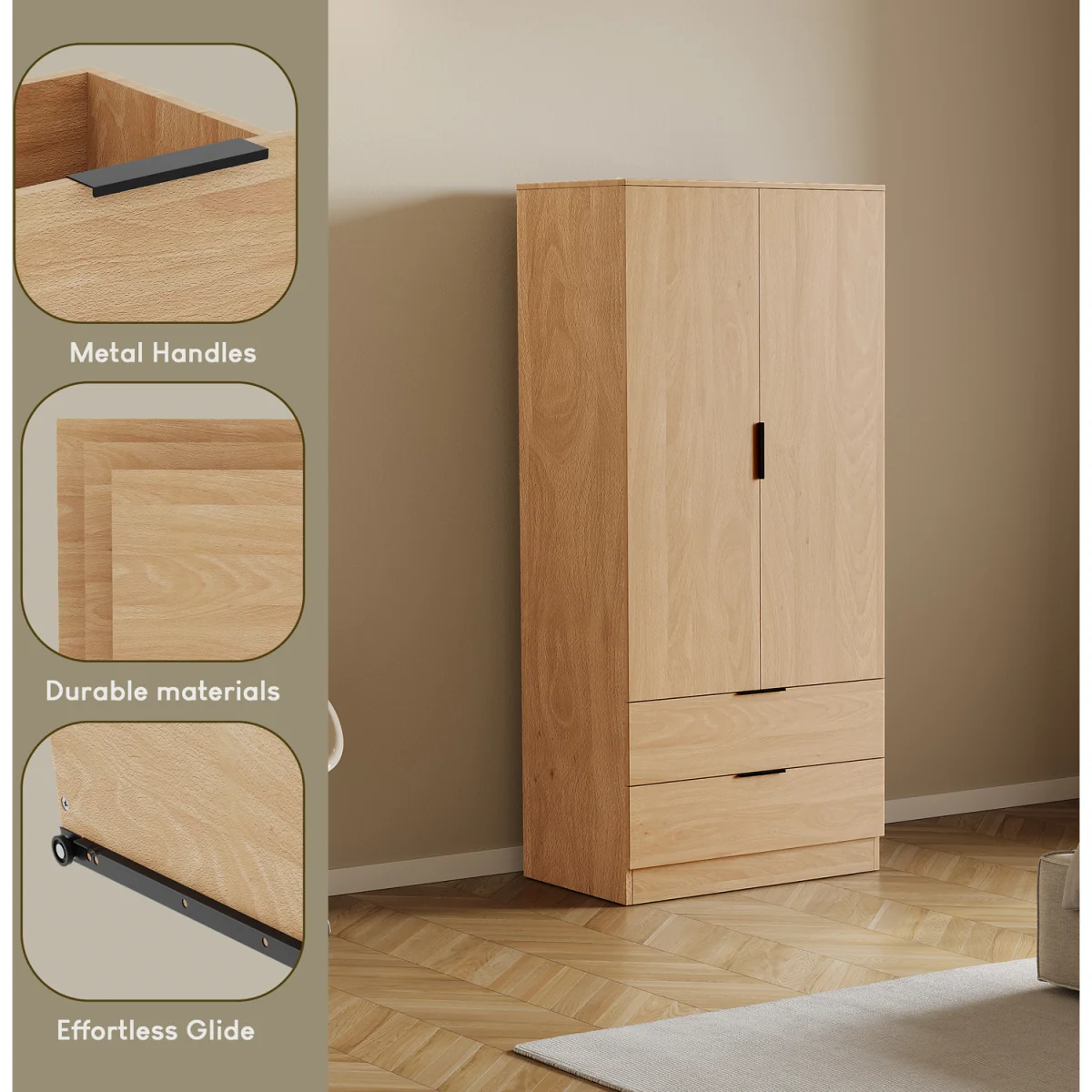 Trega 2 Door 2 Drawer Wardrobe - Black – image 3