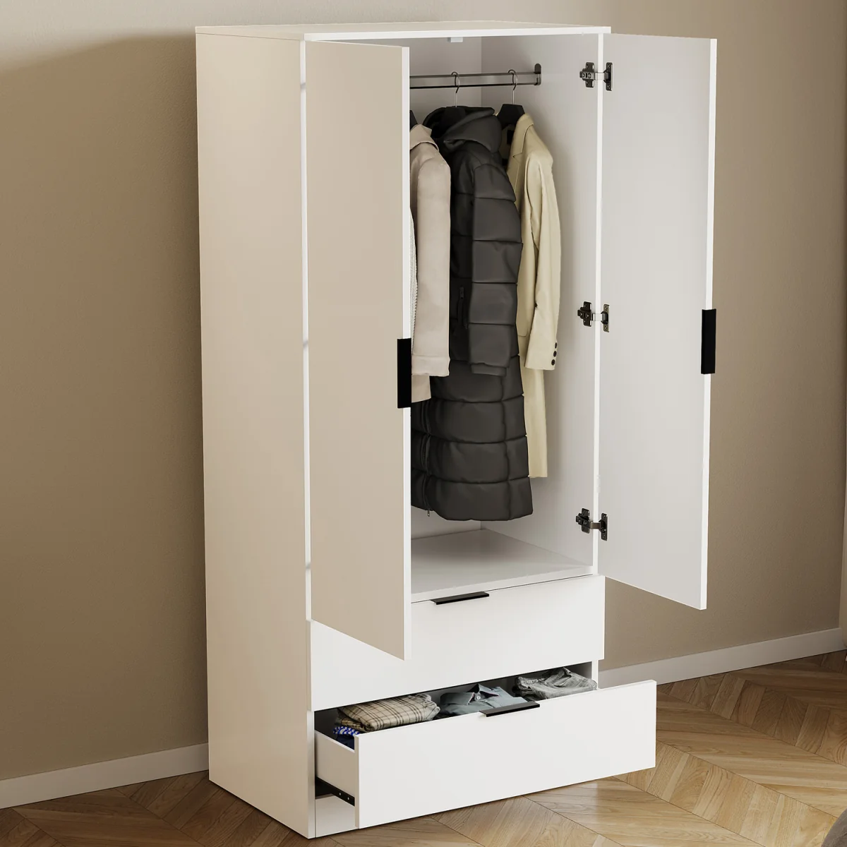 Trega 2 Door 2 Drawer Wardrobe - Black – image 23