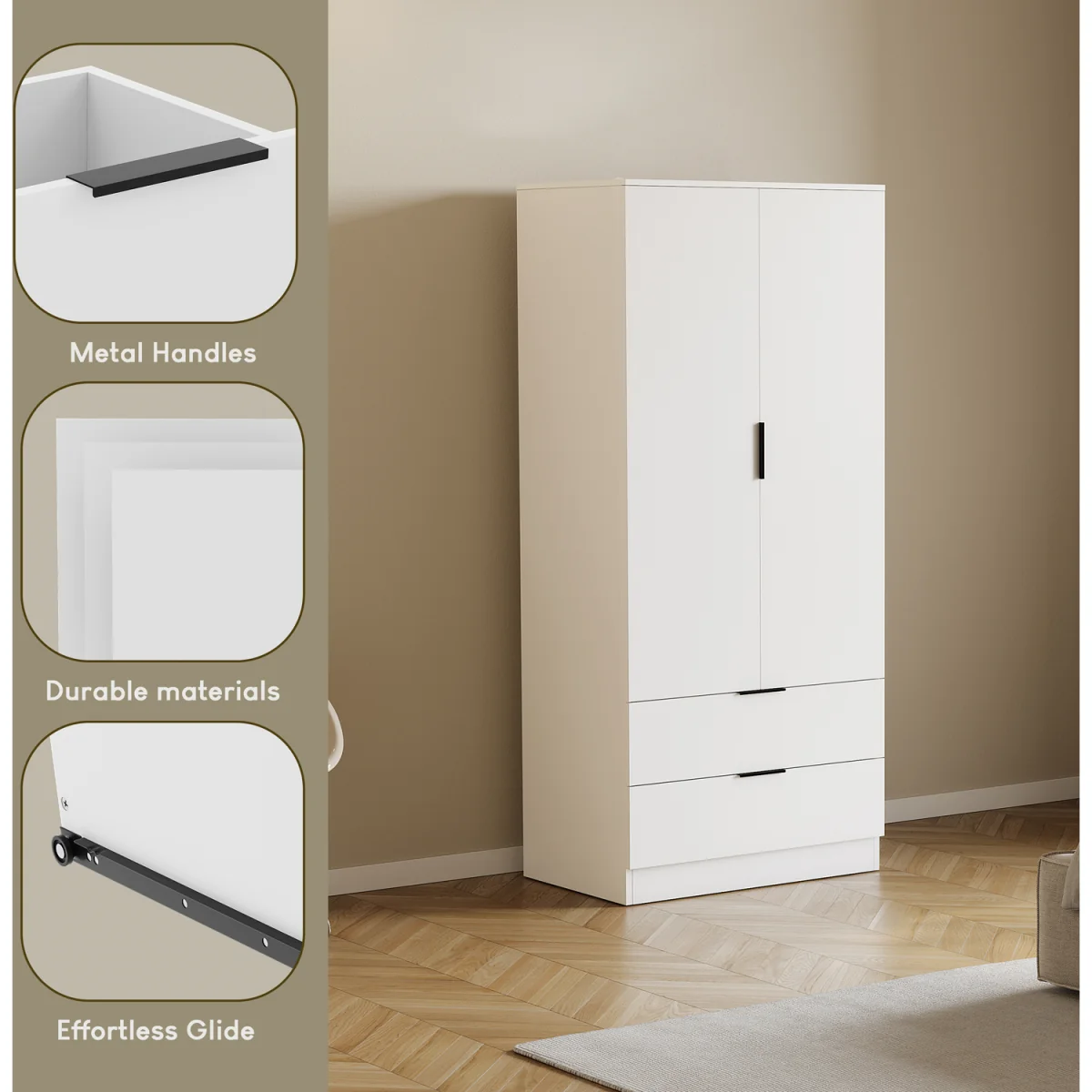 Trega 2 Door 2 Drawer Wardrobe - Black – image 24