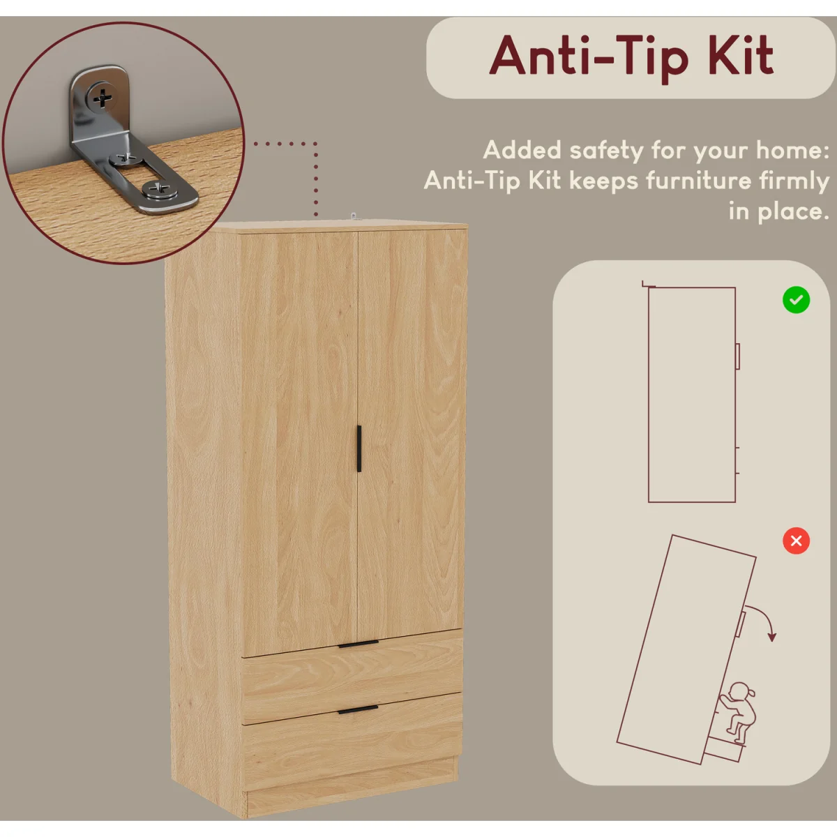 Trega 2 Door 2 Drawer Wardrobe - Black – image 4