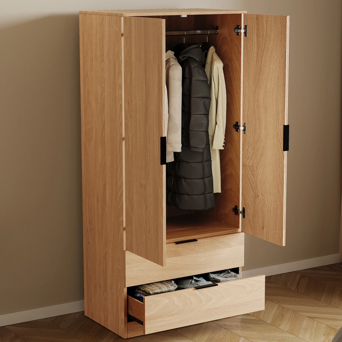 Trega 2 Door 2 Drawer Wardrobe - Black – image 5