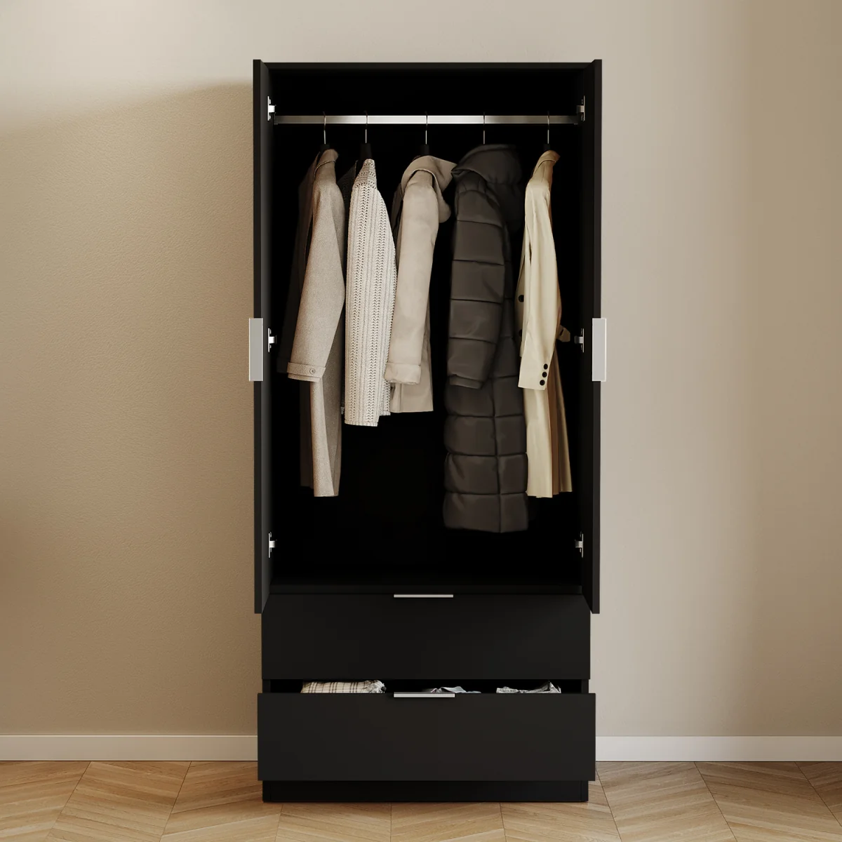 Trega 2 Door 2 Drawer Wardrobe - Black – image 9