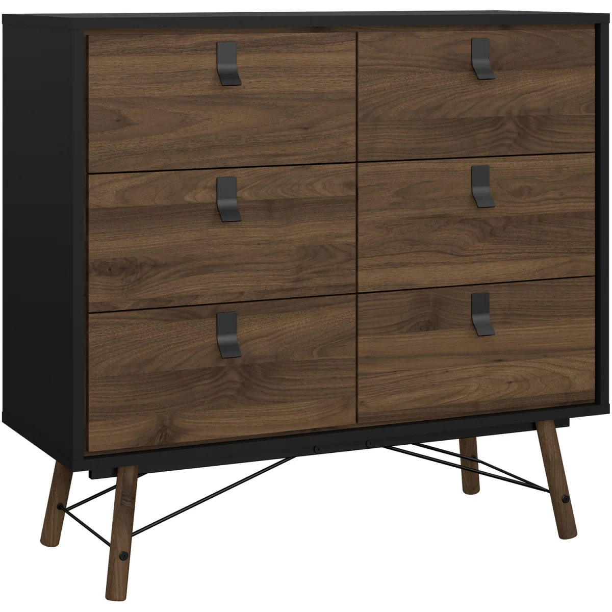 Ry Package Wardrobe 3D 3Drw + Double Chest 6Drw + Bedside 2Drw Matt Black Walnut - Black Walnut – image 3