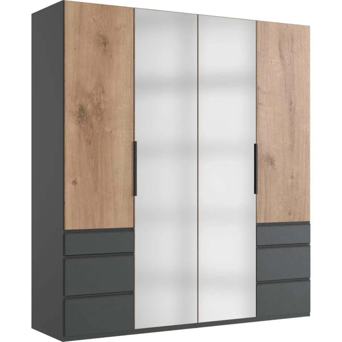 Guardino 4 Door Mirrored Wardrobe - Oak – image 4