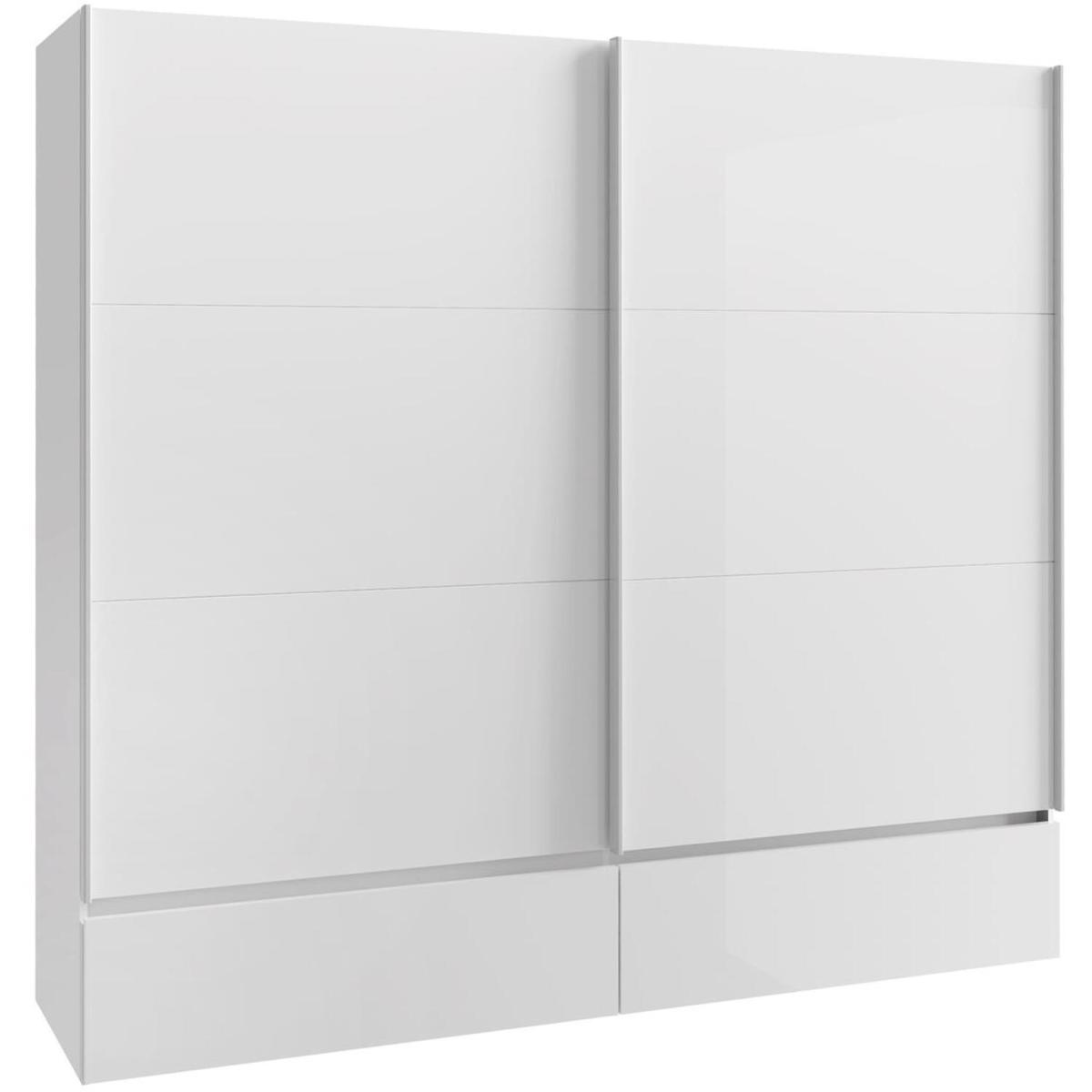 Large 2 Door 2 Drawer Gloss White Wardrobe With Chunky LED Passpartout Surround - White – image 2