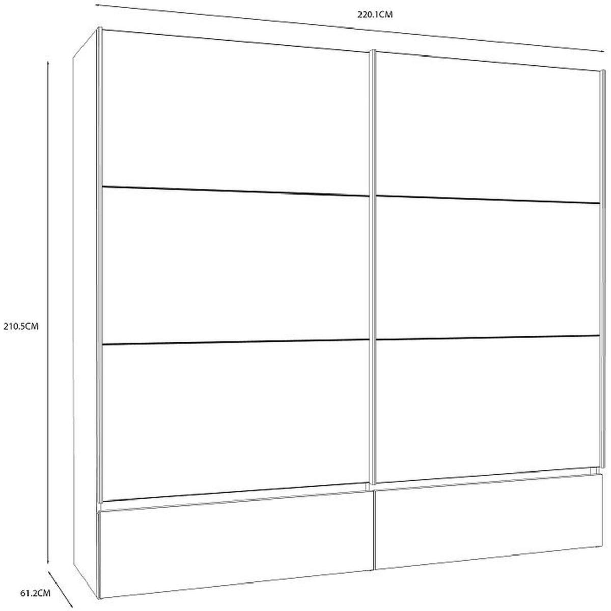 Large 2 Door 2 Drawer Gloss White Wardrobe With Chunky LED Passpartout Surround - White – image 5
