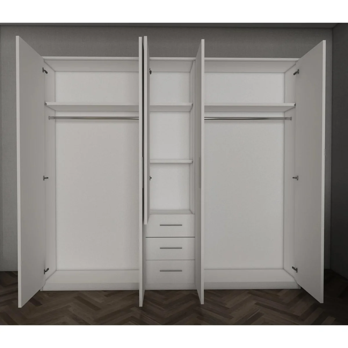 Swindon Gloss White and Matt White 5 Door 200cm Wardrobe - White – image 4