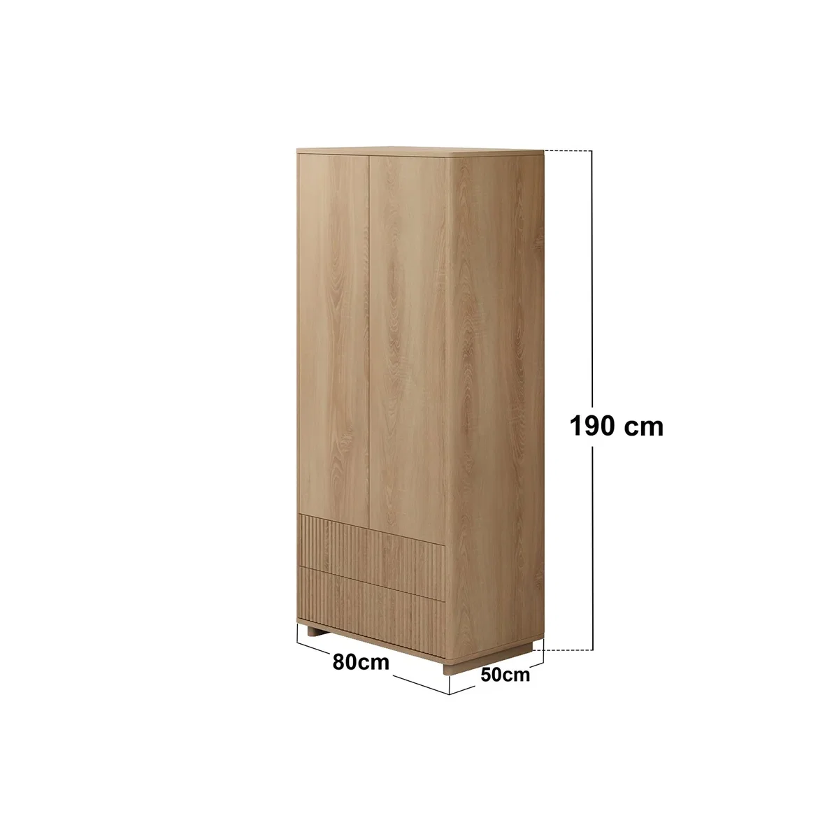 Velmor Ribbed Double Wardrobe with Drawers - Oak – image 4