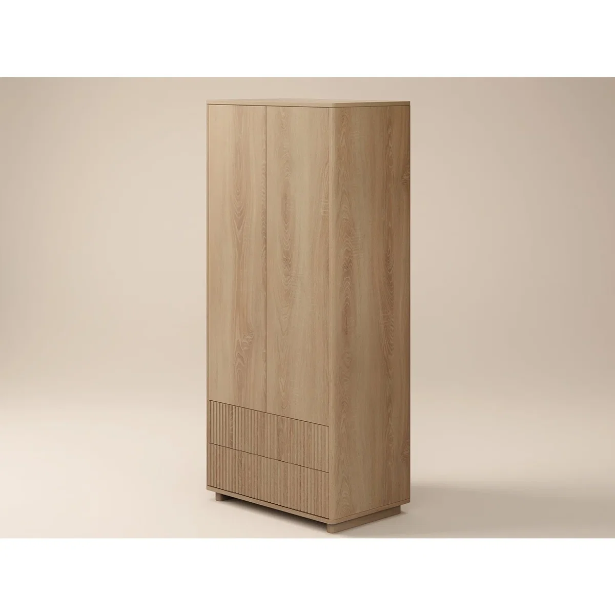 Velmor Ribbed Double Wardrobe with Drawers - Oak – image 5