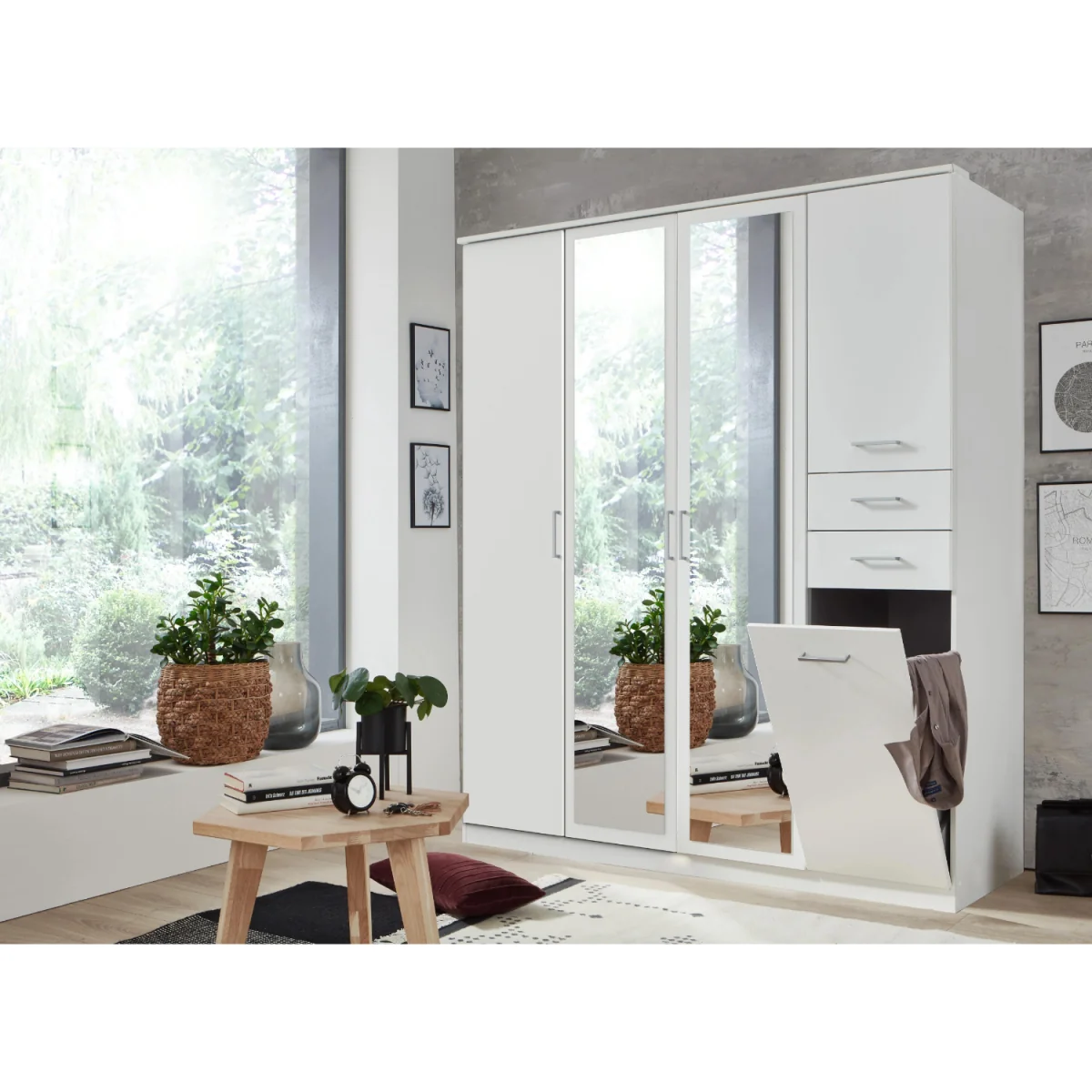 Frankfurt Alpine White 4 Door 180cm Wardrobe with Mirror - White – image 3