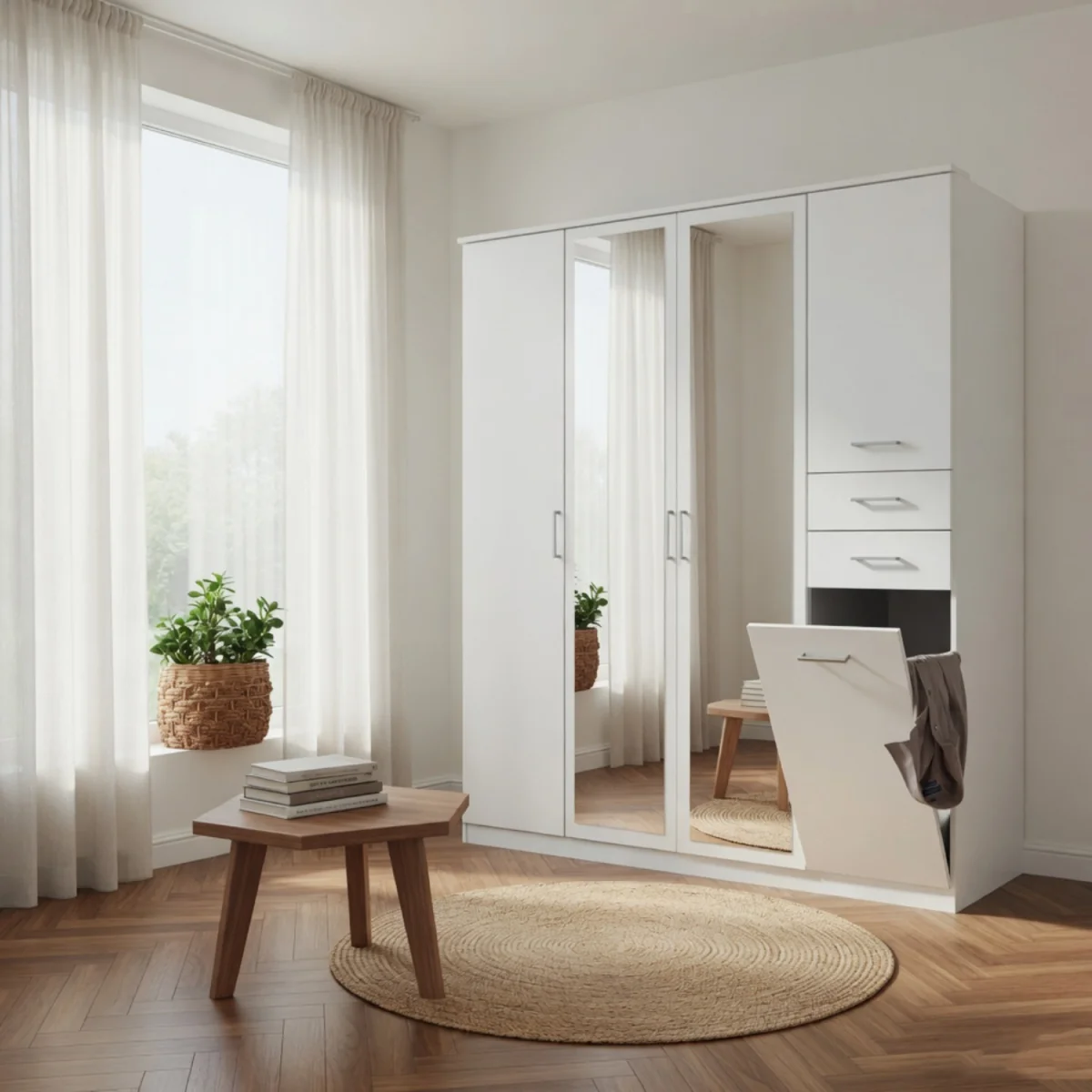 Frankfurt Alpine White 4 Door 180cm Wardrobe with Mirror - White – image 6