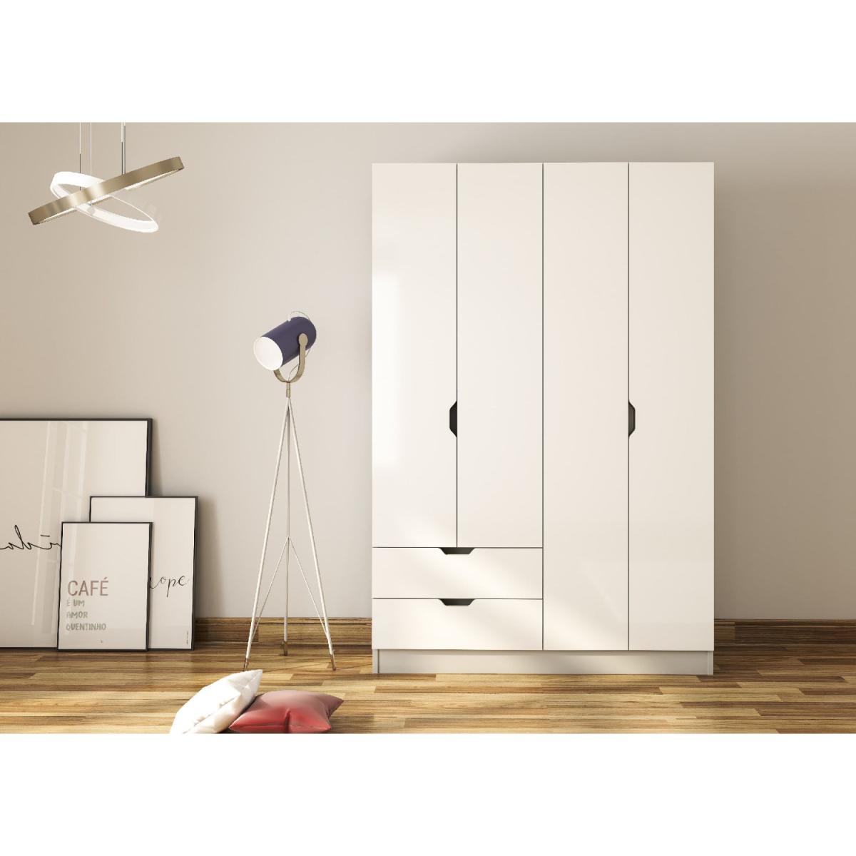 BERGEN 4 Door 2 Drawers White Wardrobe - White – image 3