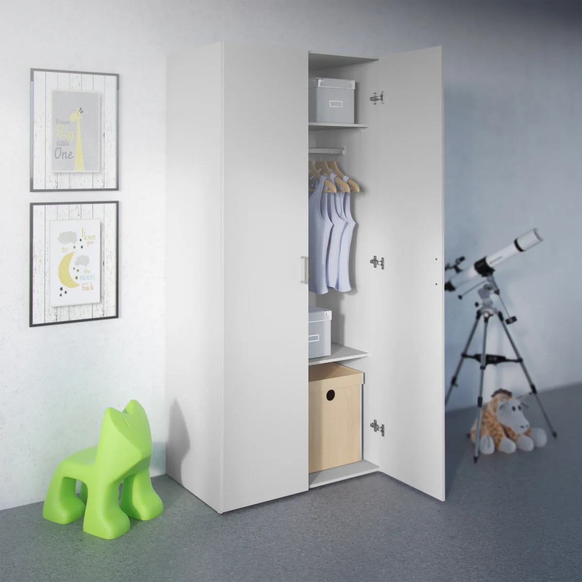 Space Wardrobe 2 Doors White 1750 - White – image 2