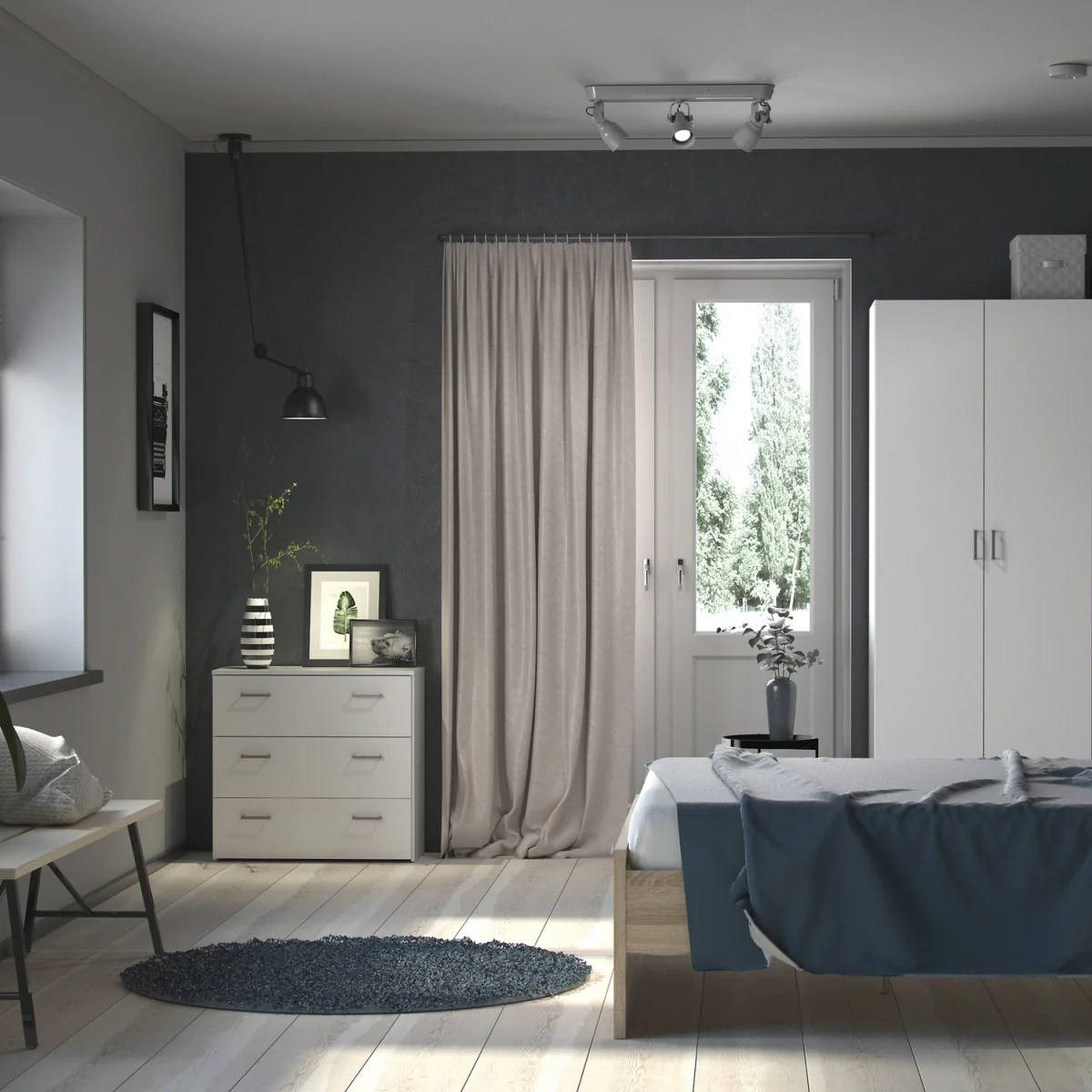 Space Wardrobe 2 Doors White 1750 - White – image 3