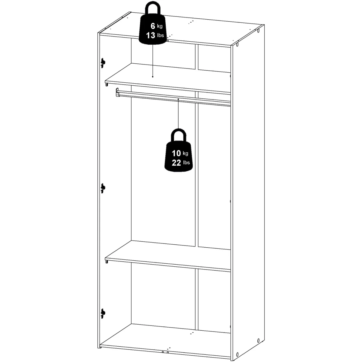 Space Wardrobe 2 Doors White 1750 - White – image 9