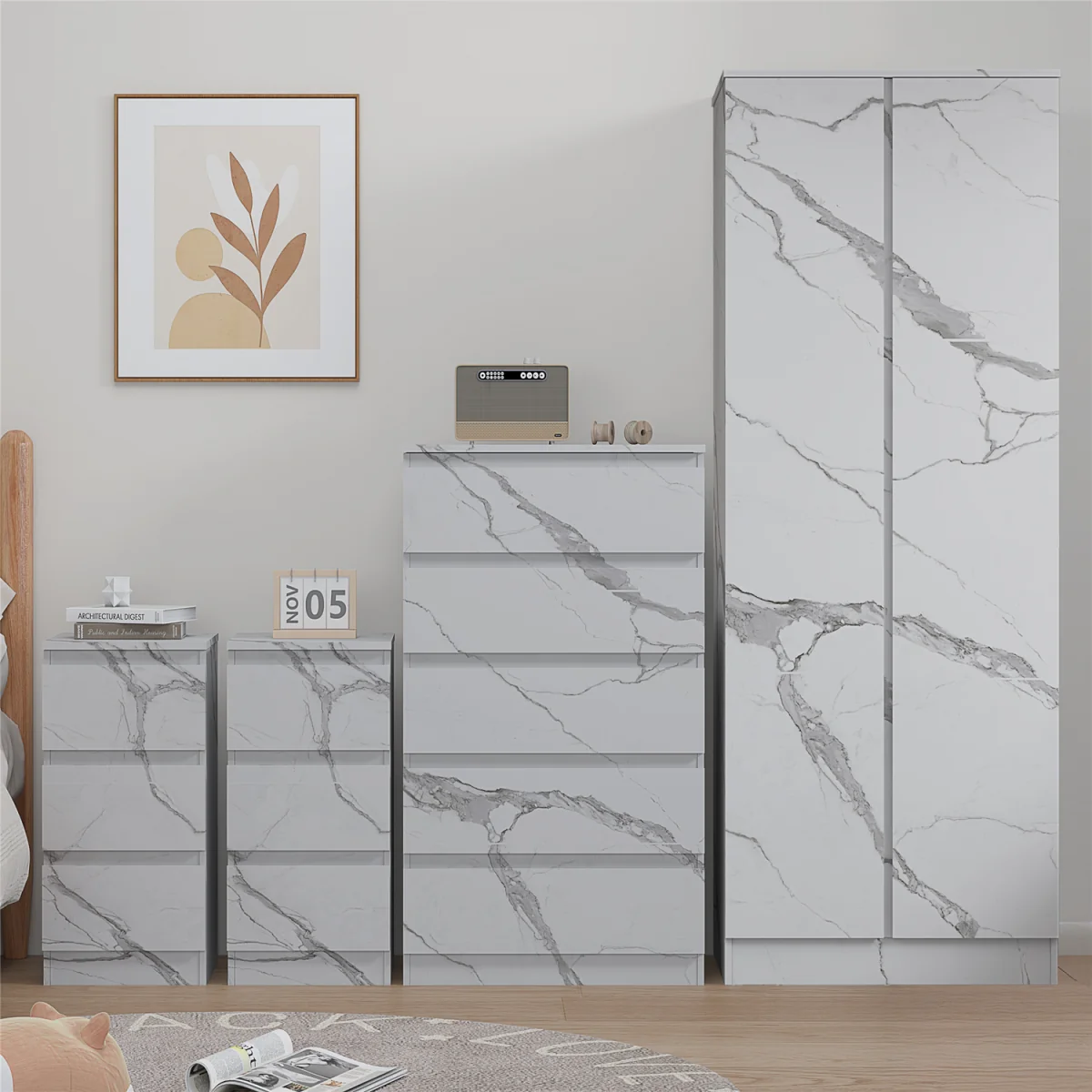 ZITA Marble Effect Bedroom Set – image 2