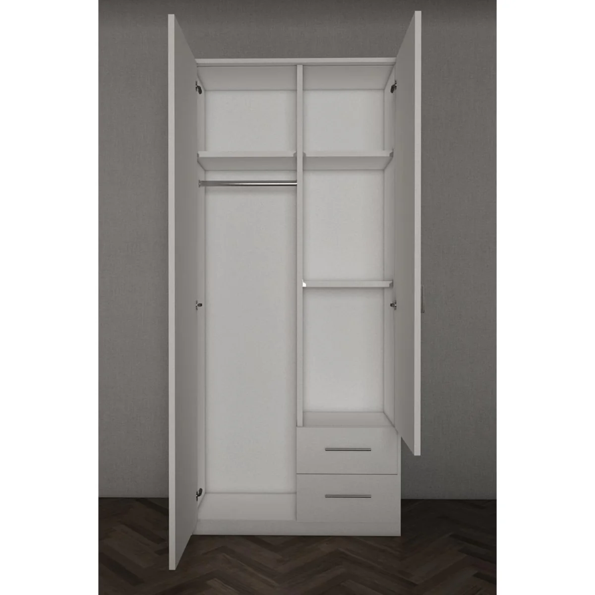 Swindon Dark Blue 2 Door 90cm Wardrobe with Mirror and 2 Drawers - Blue – image 4
