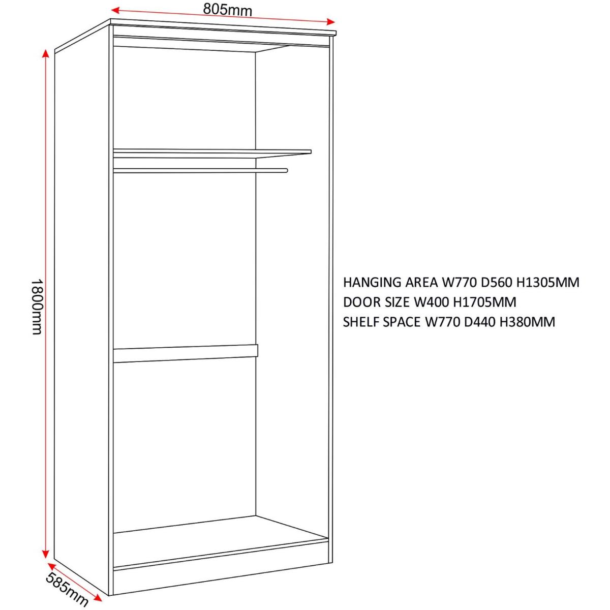 Felix 2 Door Wardrobe - grey – image 7