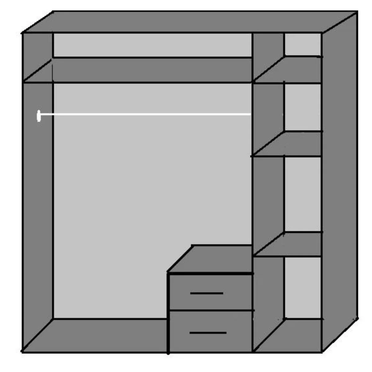Duisberg Grey and Digi Steel 3 Door 135cm Wardrobe with Mirror - Grey – image 2