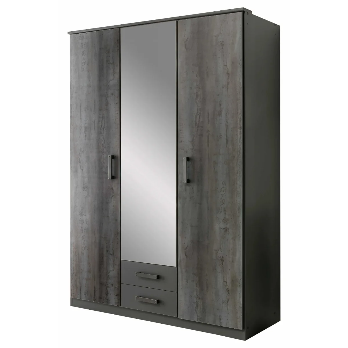Duisberg Grey and Digi Steel 3 Door 135cm Wardrobe with Mirror - Grey – image 4