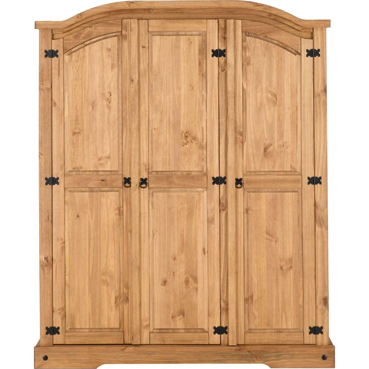 Corona 3 Door Wardrobe Distressed Waxed Pine - Distressed Waxed Pine – image 3