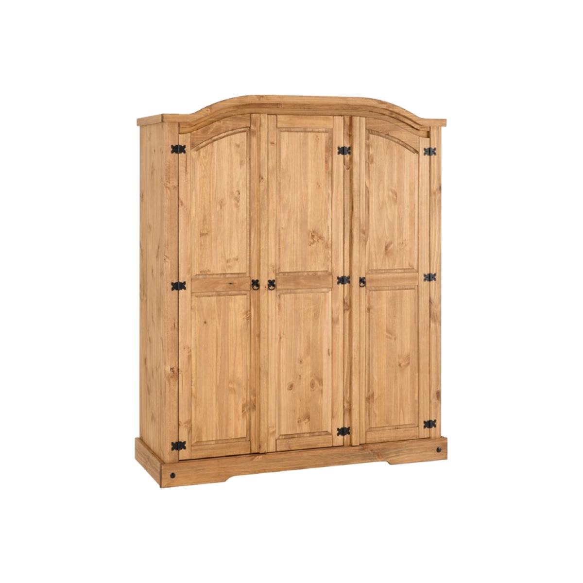 Corona 3 Door Wardrobe Distressed Waxed Pine - Distressed Waxed Pine – image 1