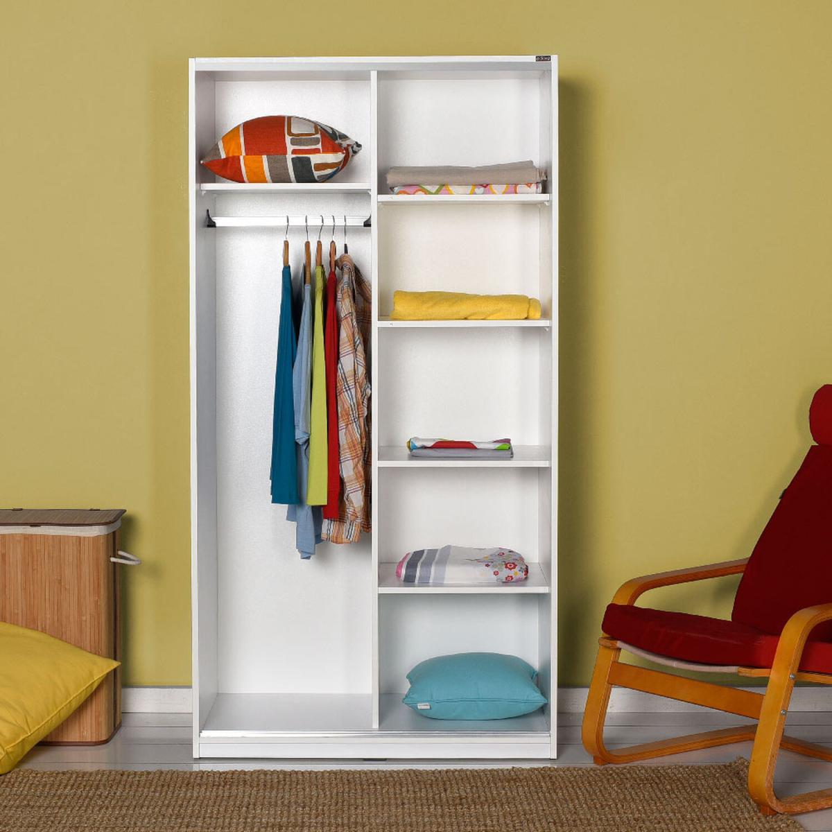 2 Door Sliding Wardrobe Matt White Finish - White – image 2