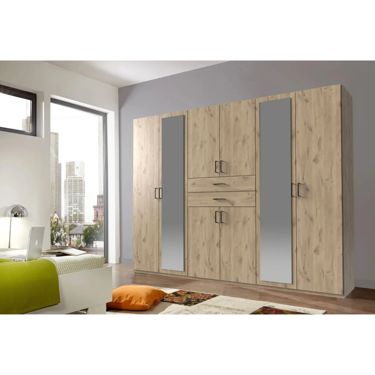 Dillingen Viking Oak 6 Door 270cm Wardrobe with Mirror - Oak – image 3