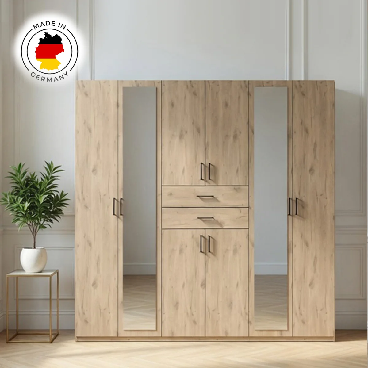 Dillingen Viking Oak 6 Door 270cm Wardrobe with Mirror - Oak – image 5
