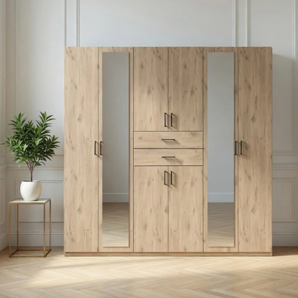 Dillingen Viking Oak 6 Door 270cm Wardrobe with Mirror - Oak – image 1