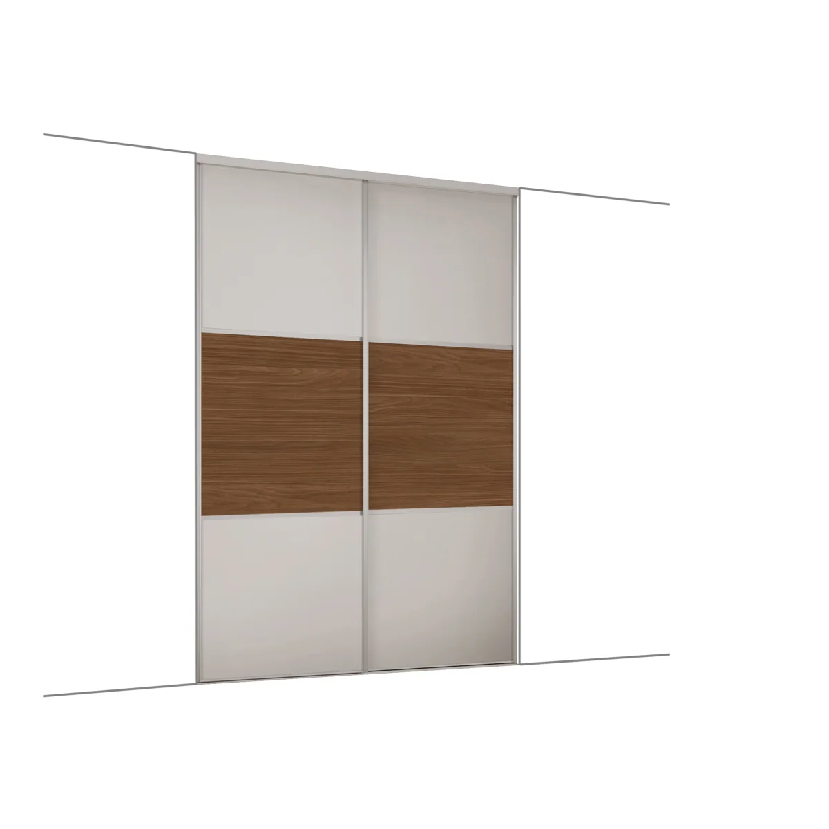 Spacepro Dove Grey & Mild Oak Classic Sliding Wardrobe Kit - Dove Grey/Walnut / 1185mm / 2 – image 1