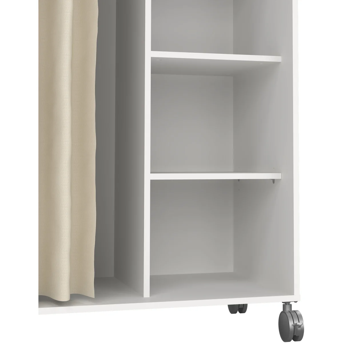 Uppsala Open Mobile Wardrobe Unit A Textile Curtain On Wheels - White – image 5