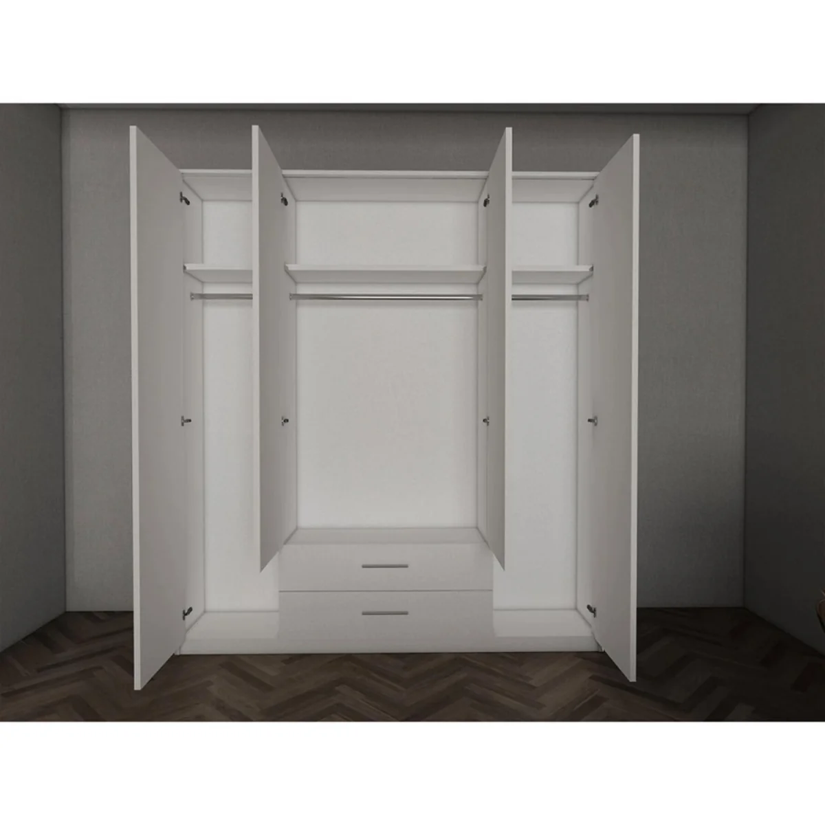 Swindon Gloss Black 4 Door 180cm Wardrobe - Black – image 4