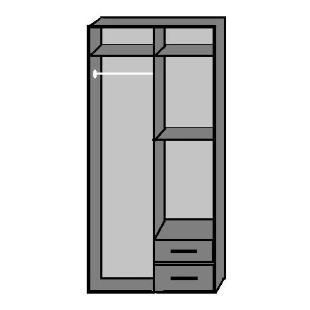 Osaka Oak 2 Door 90cm Wardrobe with Mirror and 2 Drawers - Oak – image 4