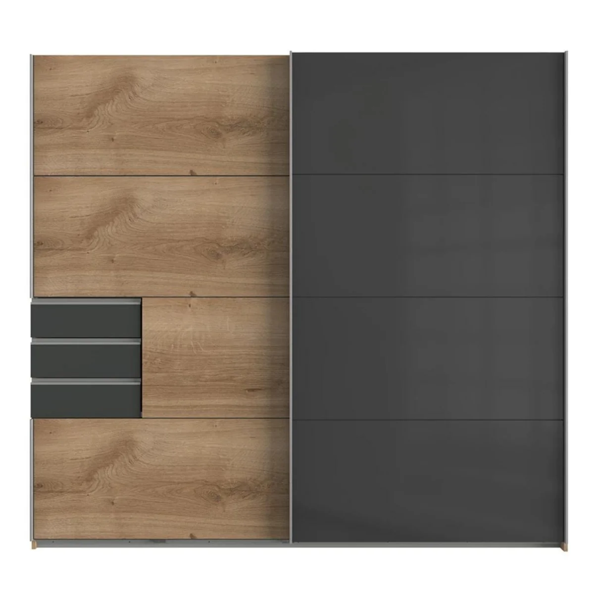 Saigon 225cm Sliding Wardrobe in Oak and Glass Black - Oak – image 5