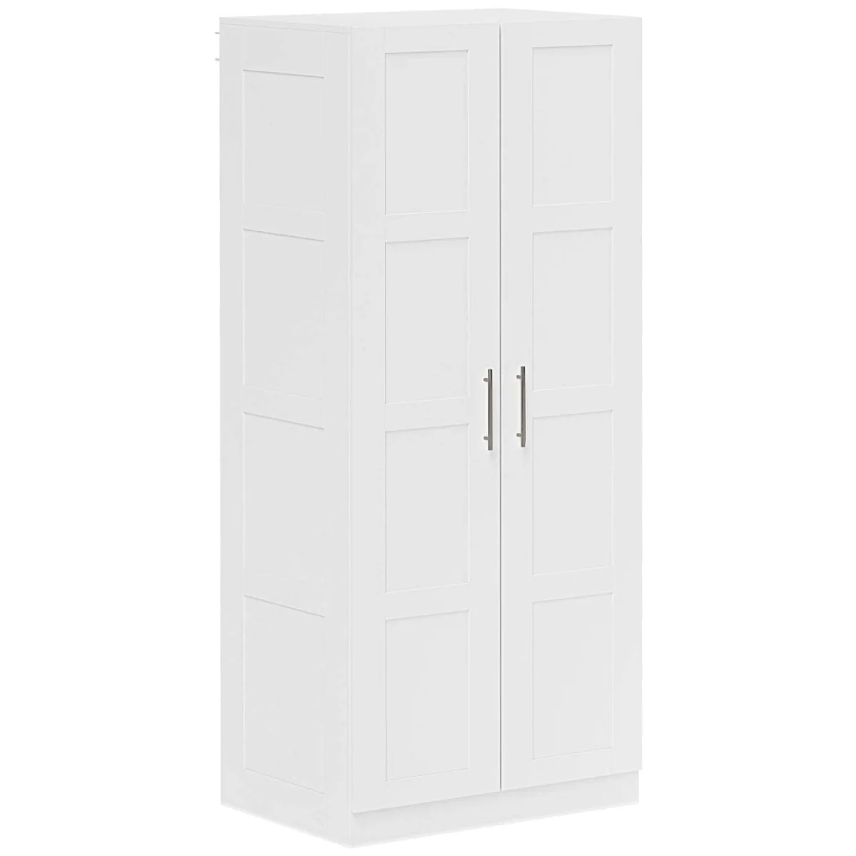 Coravello Wooden White 2 Door Wardrobe with Hanging Rail and Shelf – image 3