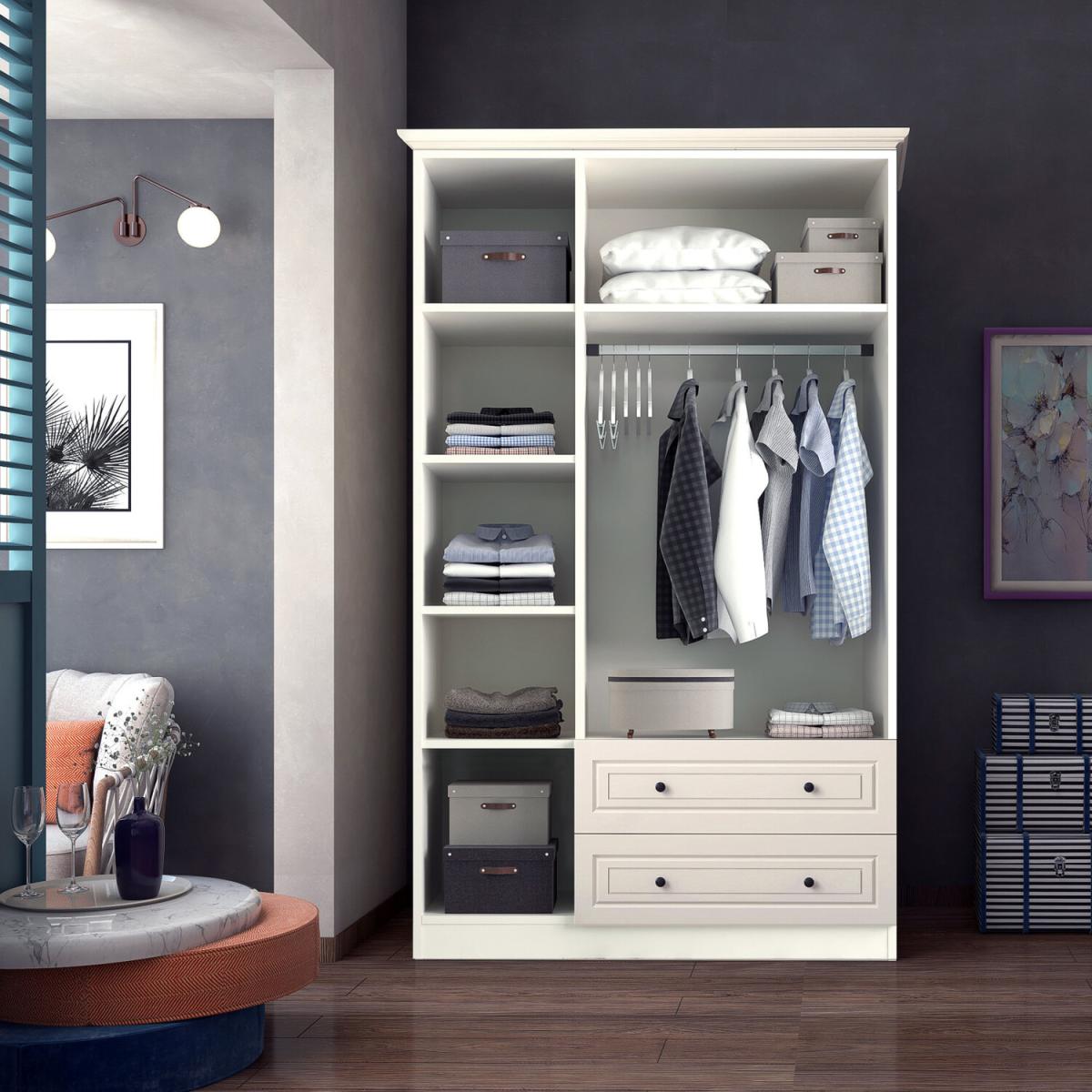 CLARA 3 Door 2 Drawers Wardrobe, White - White – image 4