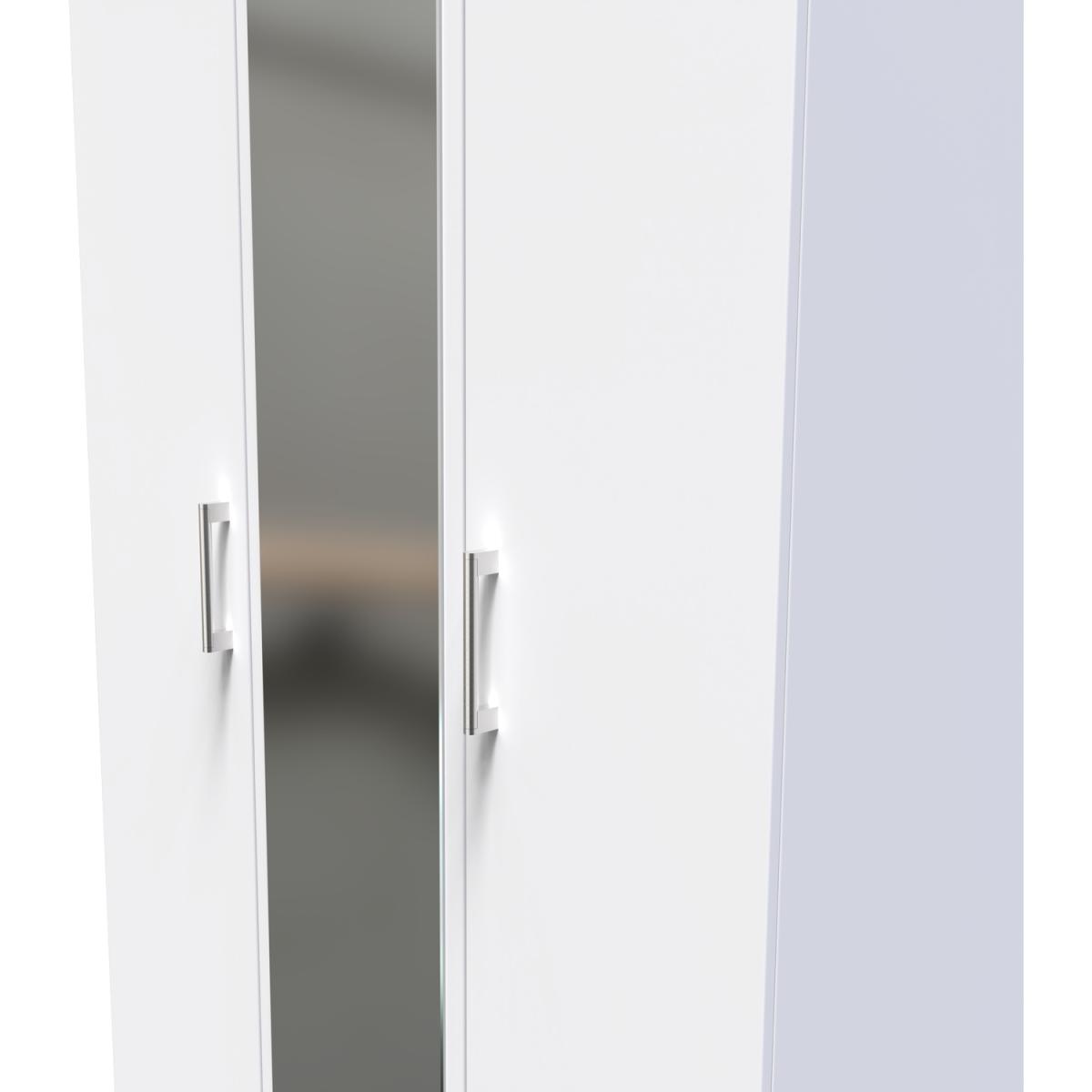 Devon Ready Assembled Triple Mirrored Wardrobe - White Matt – image 7