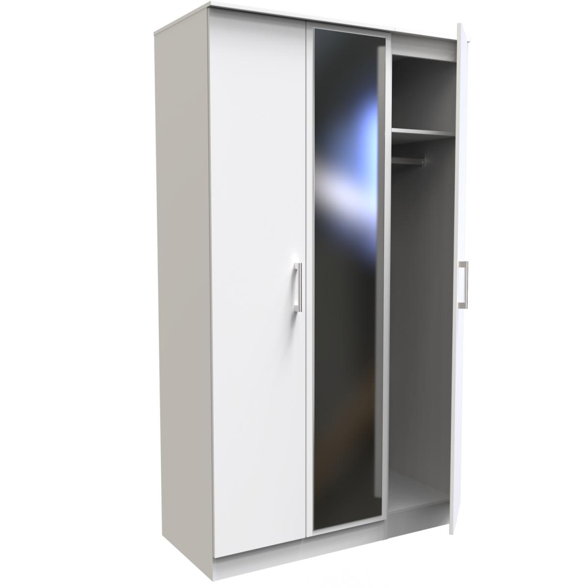 Devon Ready Assembled Triple Mirrored Wardrobe - White Matt – image 8