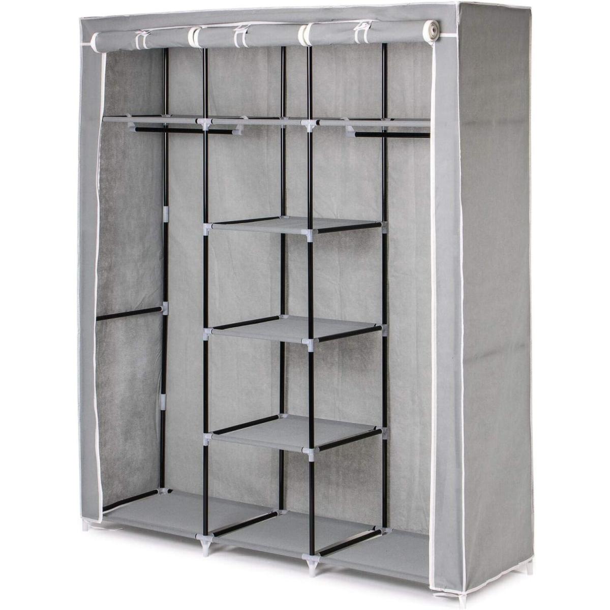 Fabric Wardrobe Clothes Storage Organiser Canvas - Grey – image 3