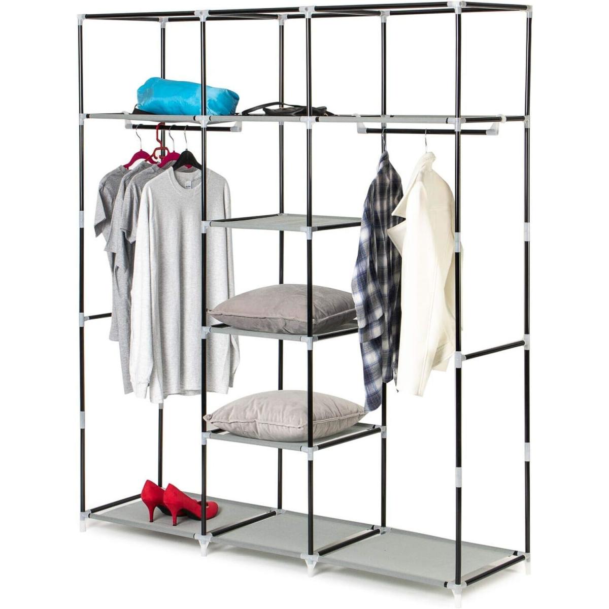Fabric Wardrobe Clothes Storage Organiser Canvas - Grey – image 4
